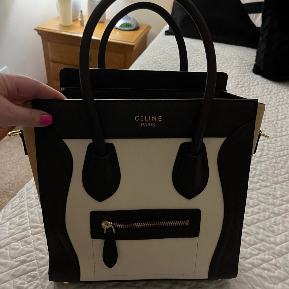 Cèline Chocolate Brown, Tan and Cream Women's Bag.